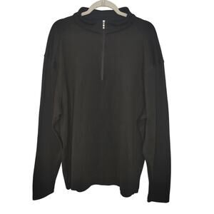 Nike Mens XXL Golf Jacket Black Quarter Zip Long Sleeve Cotton Blend